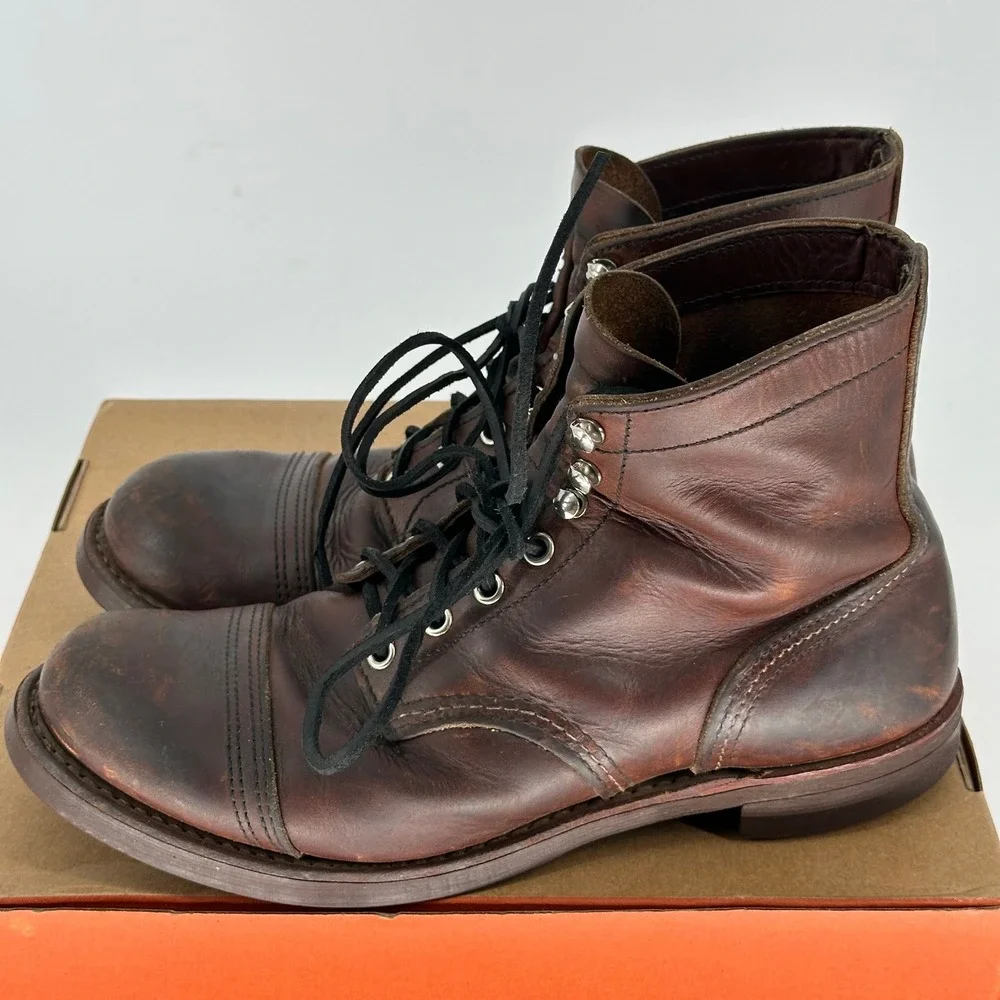 Red Wing Vintage 8111 Iron Ranger Brown Leather Boots USA Made Worn Men's 8.5 D